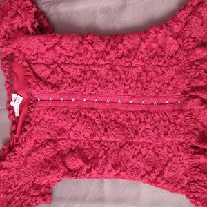 Burgundy off the shoulder corset top